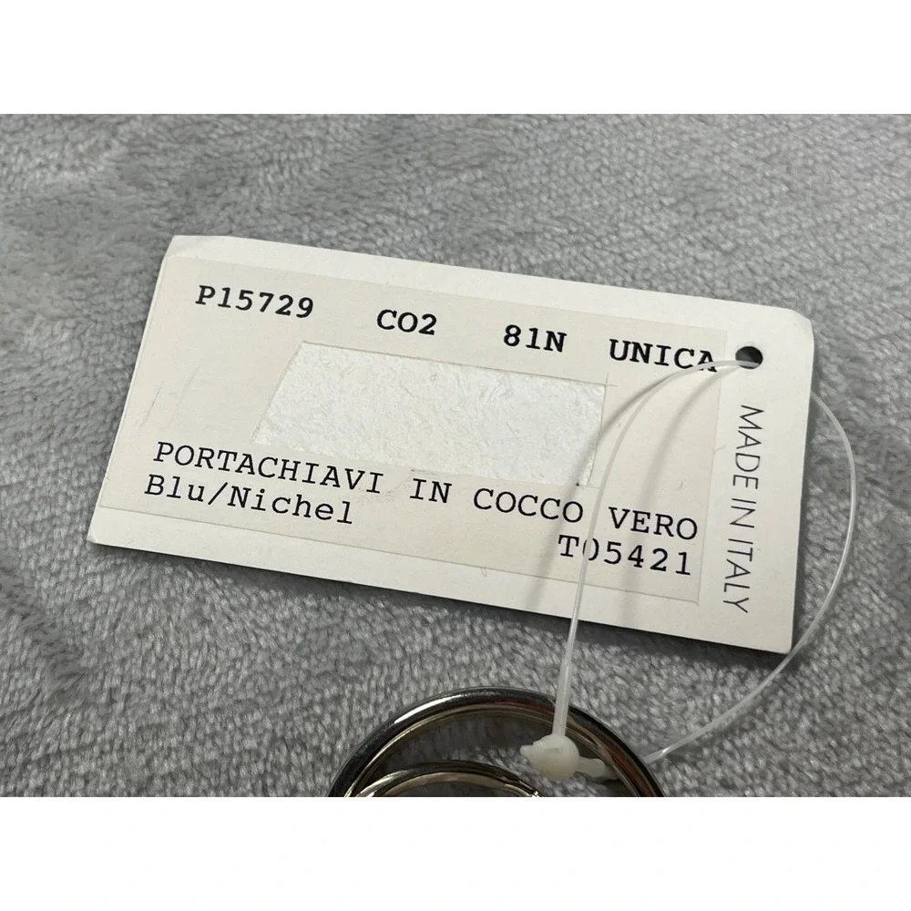 Vintage Gianni Versace Medusa Keychain Unisex Blue Leather Italy
